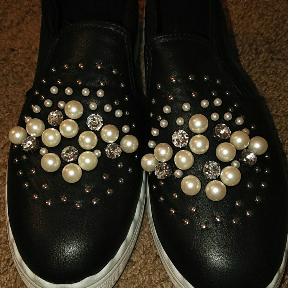 Black Jewel Slip On's